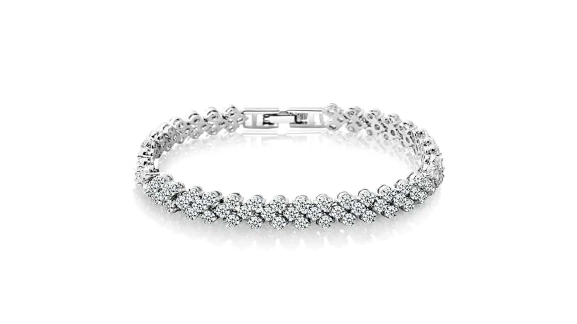 Shining Diva Fashion Platinum Plated Crystal Bangle Bracelet