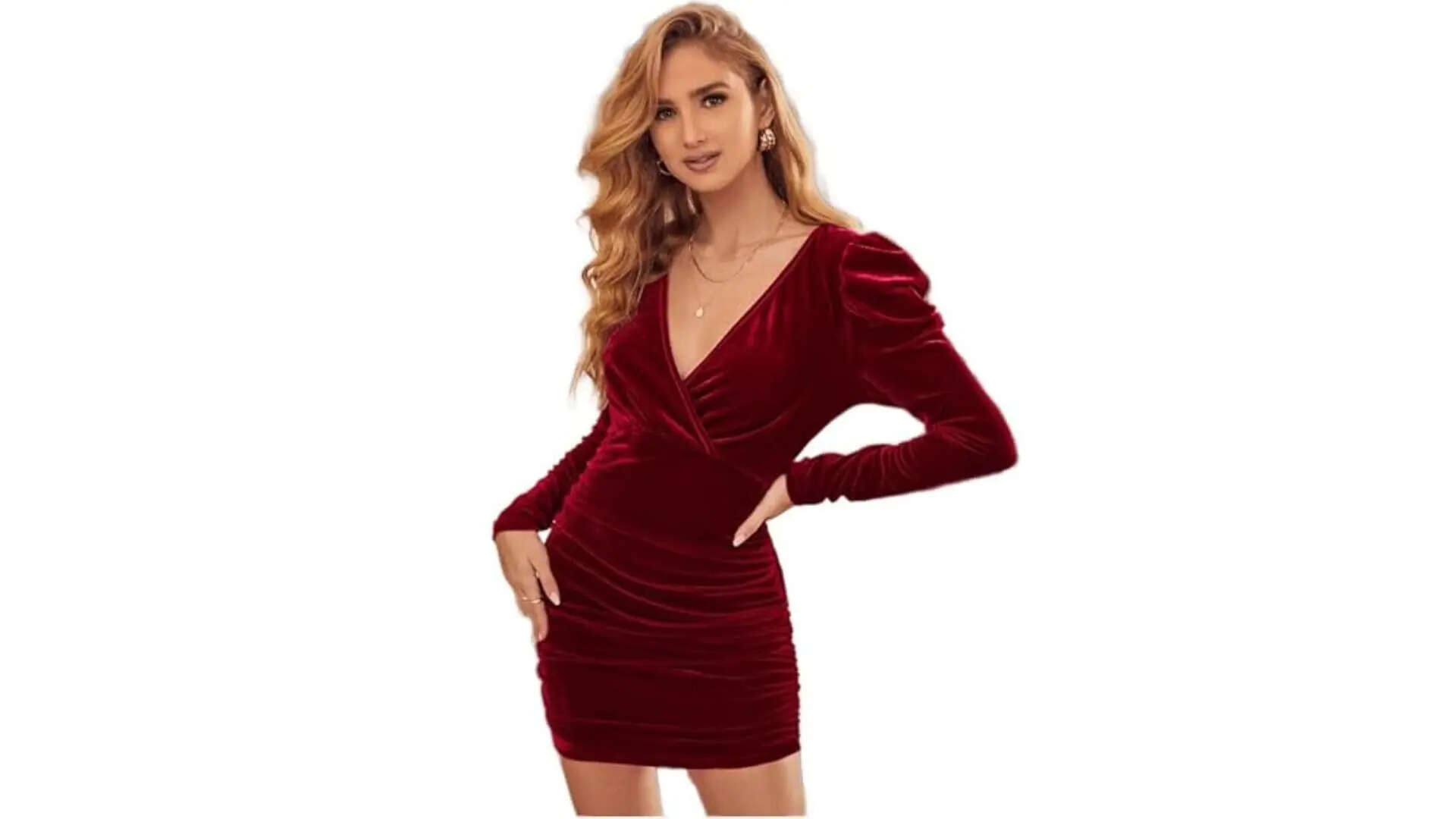 Elyraa Womens Stylish Velvet Fancy Bodycon One Piece Dress for Women