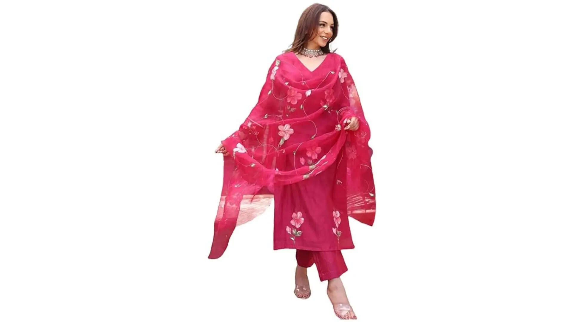 ANNI DESIGNER Womens Rayon Viscose Printed Straight Kurta with Pant  Dupatta