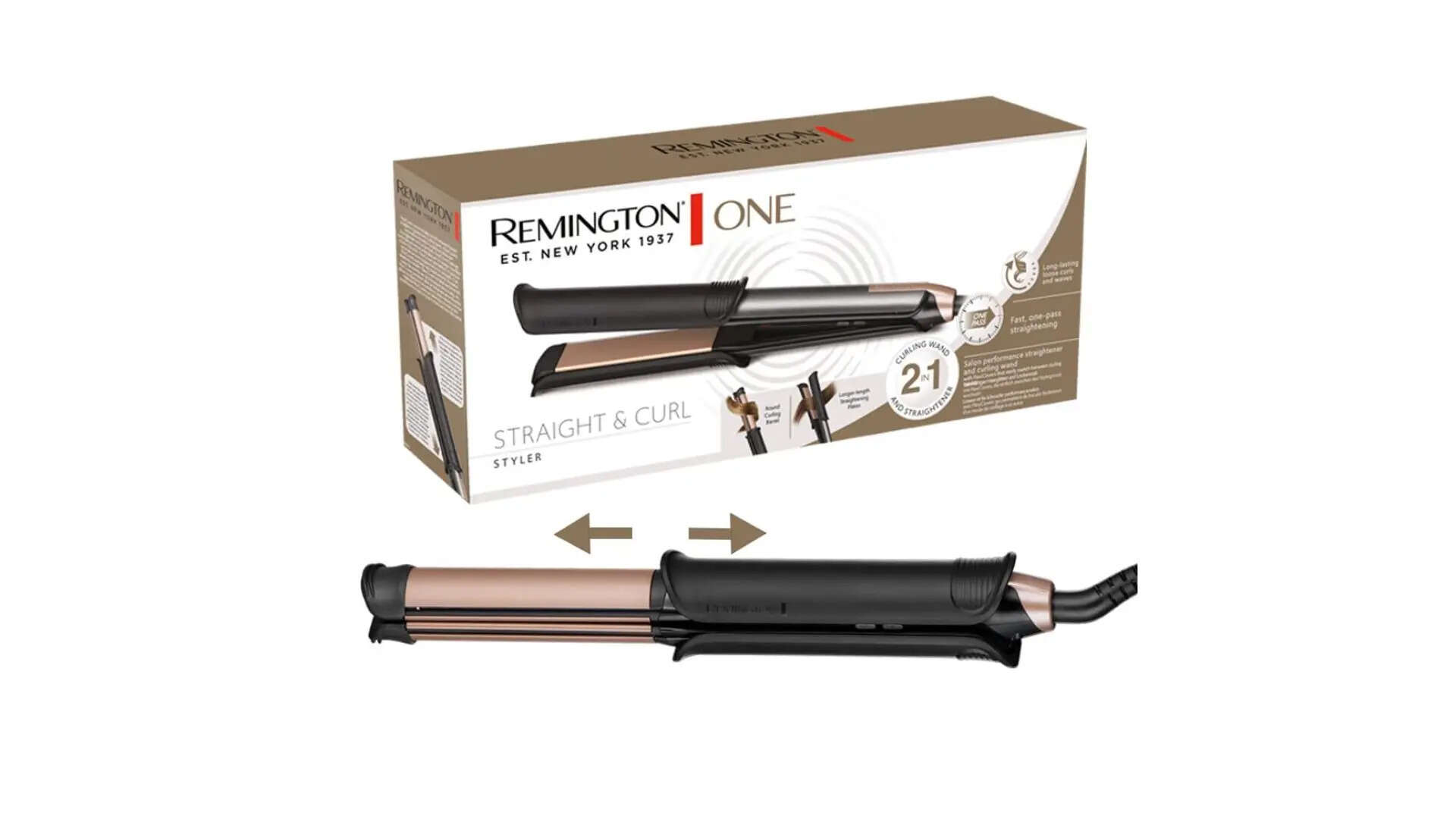 Remington S6077 One 2-In-1 Hair Straightener  Curler