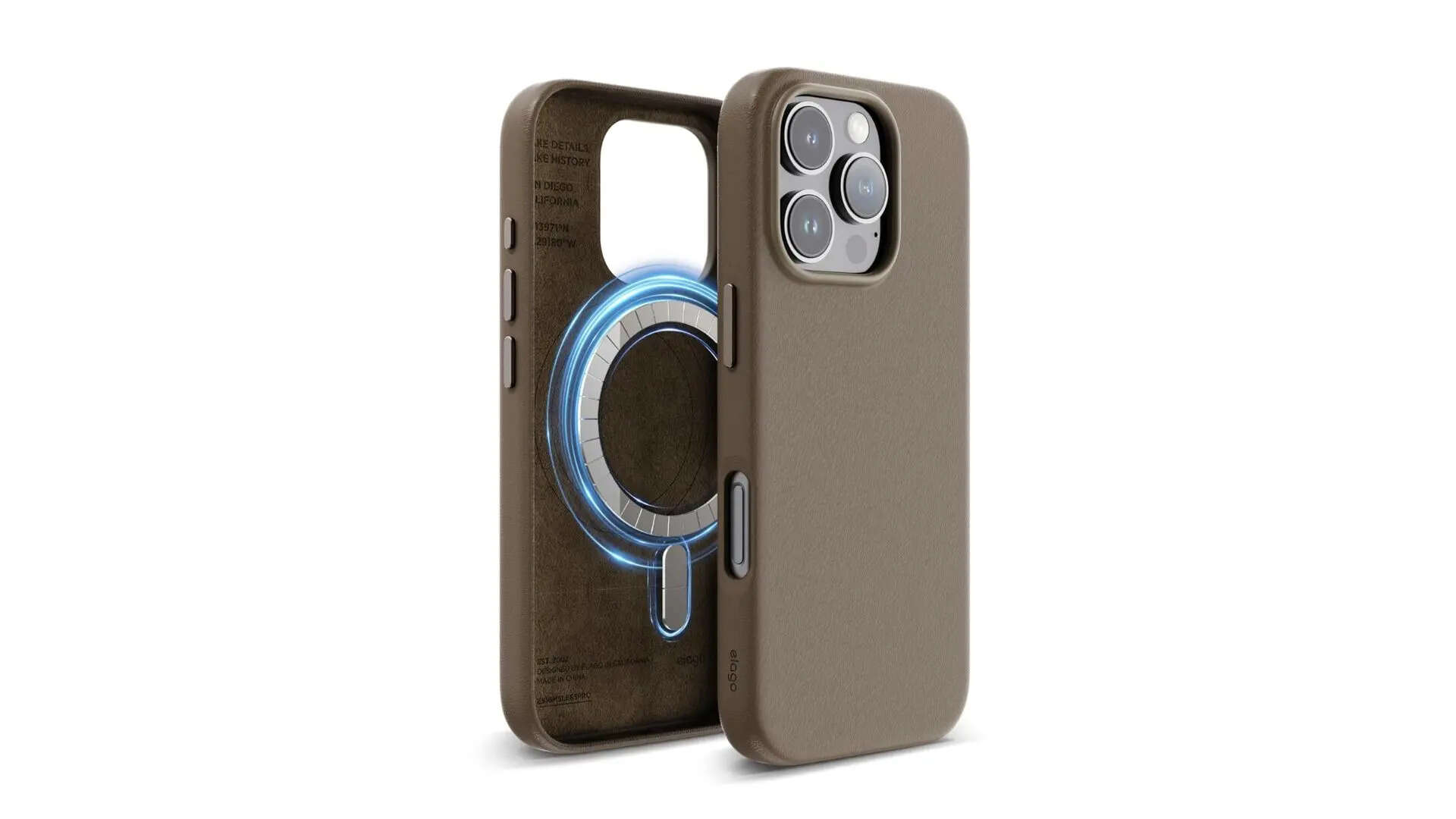 elago Magnetic Leather Case Compatible with iPhone 16 Pro Case