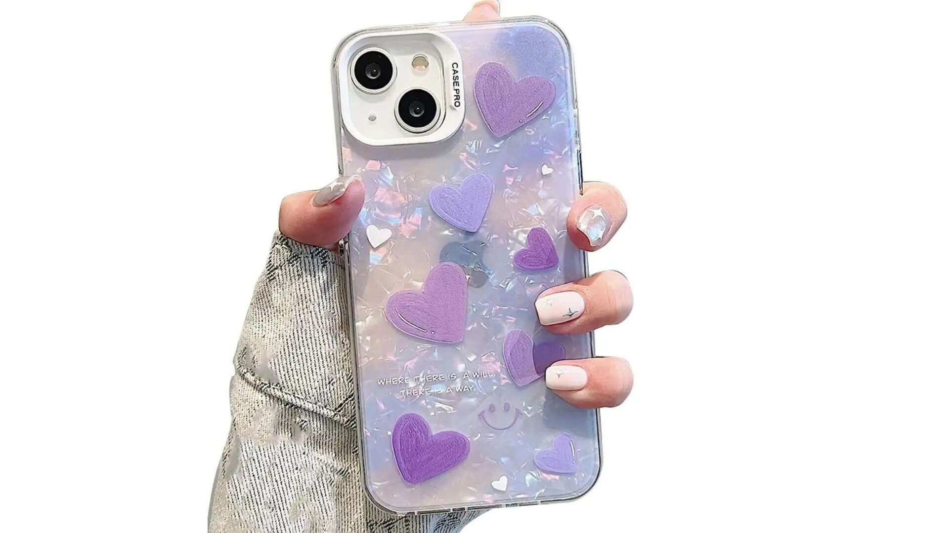 mobistyle Designed for iPhone 14 Cover Cool Shining Shell Love Heart Pattern Design