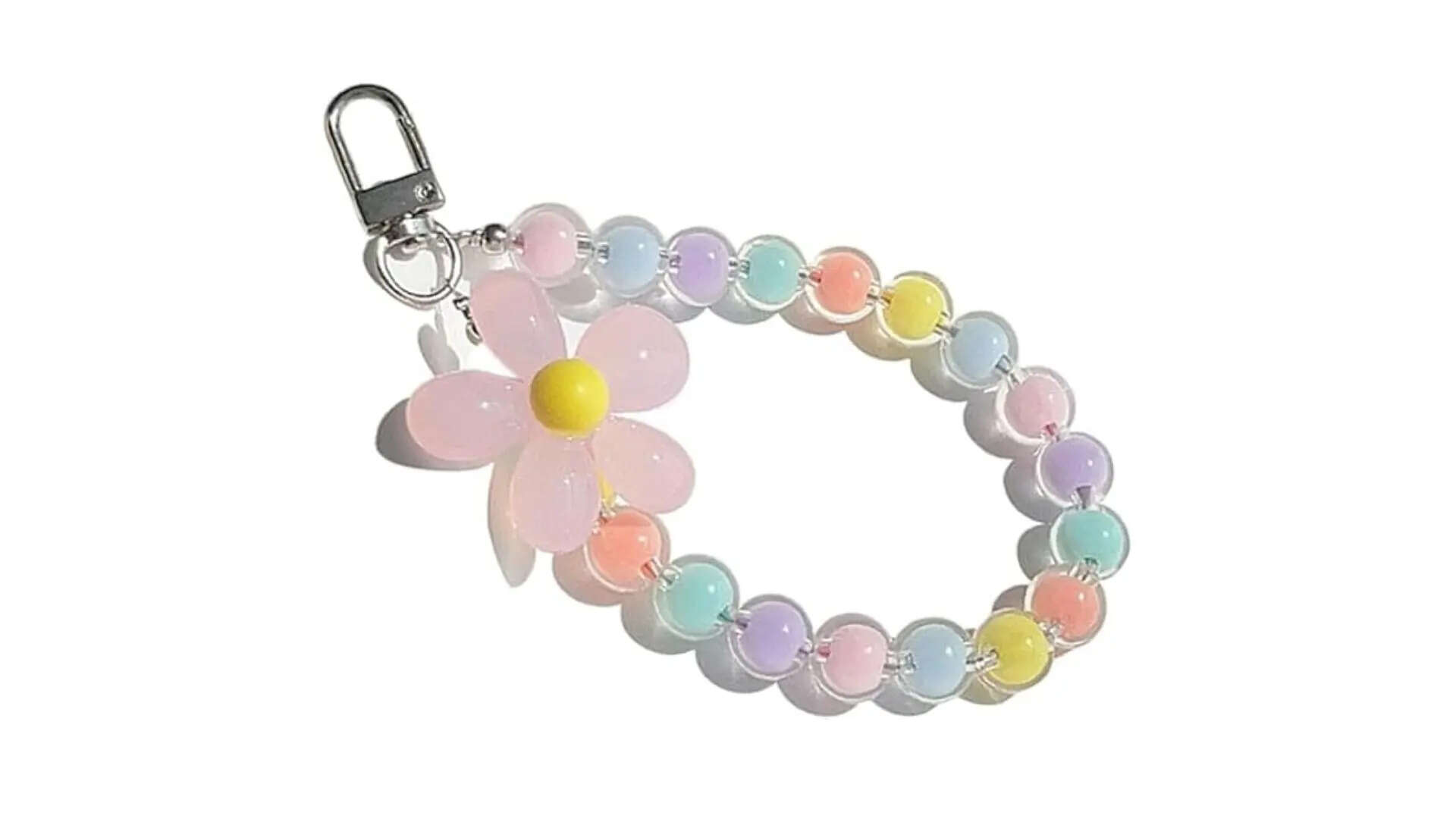 ASHASHA Mobile Phone Strap Pearl Beaded Flower Bracelet Creative Hanging Rope Keychain