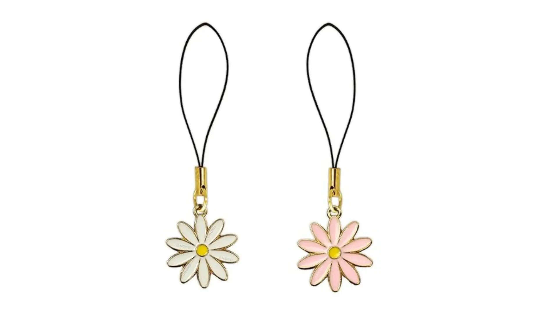 ONCRO Pack of 2 Lucky Daisy Cute Flower pendant Heart love pair set phone charms 