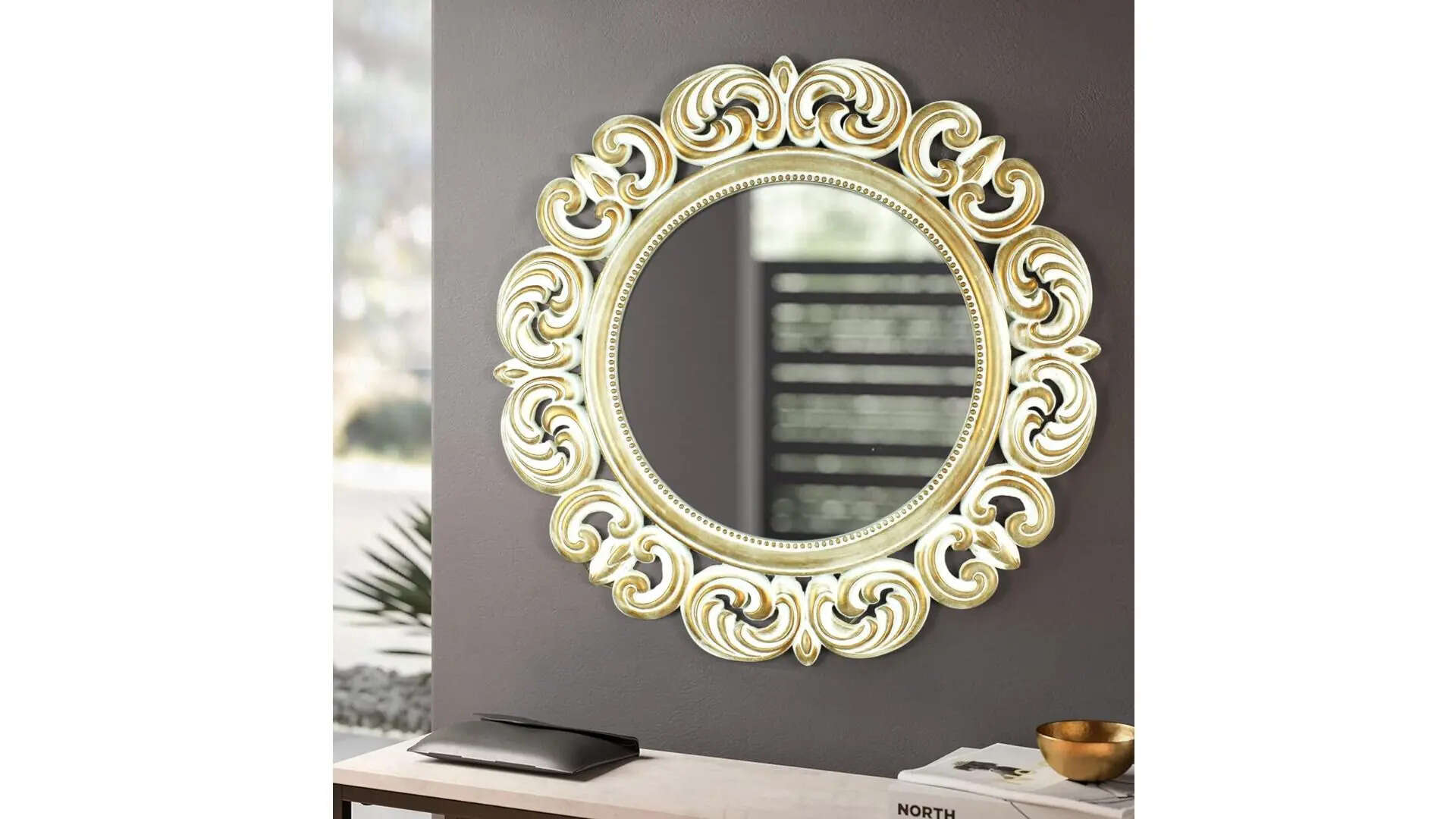 TIED RIBBONS Decorative Framed Round Wall Mirror