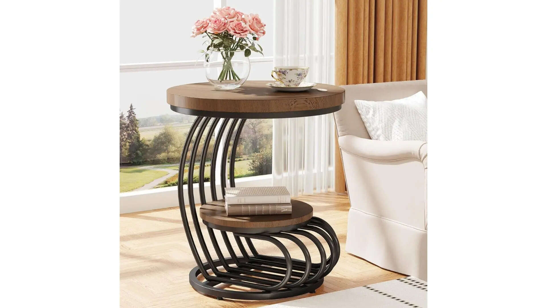 AALIYA MART Metal Frame Round Coffee Table