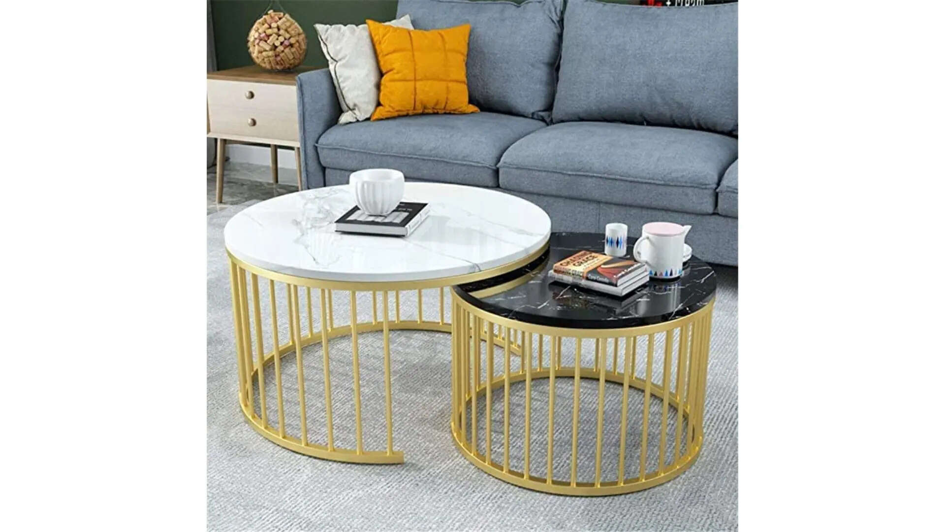 AAFIYA HANDICRAFTS Modern Nested Round Coffee Table