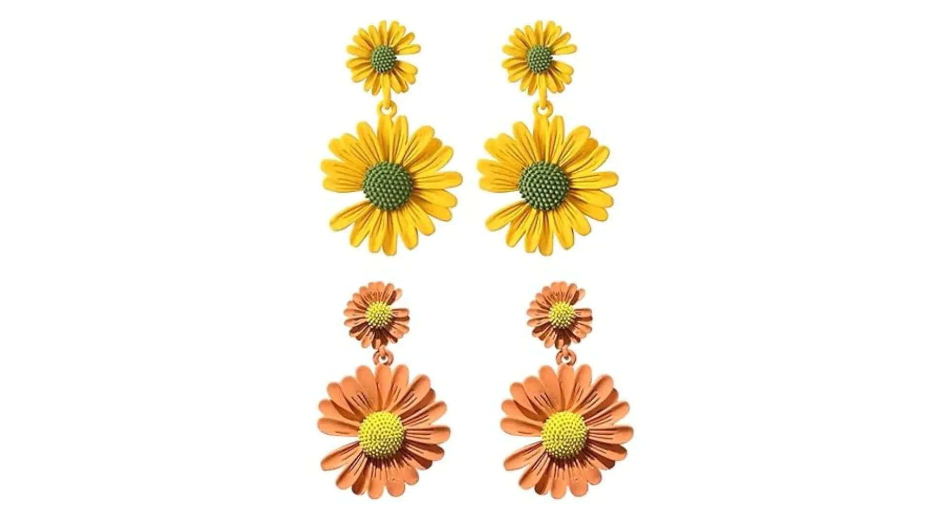 Yellow Chimes Combo Geometric Shapes Floral Earrings