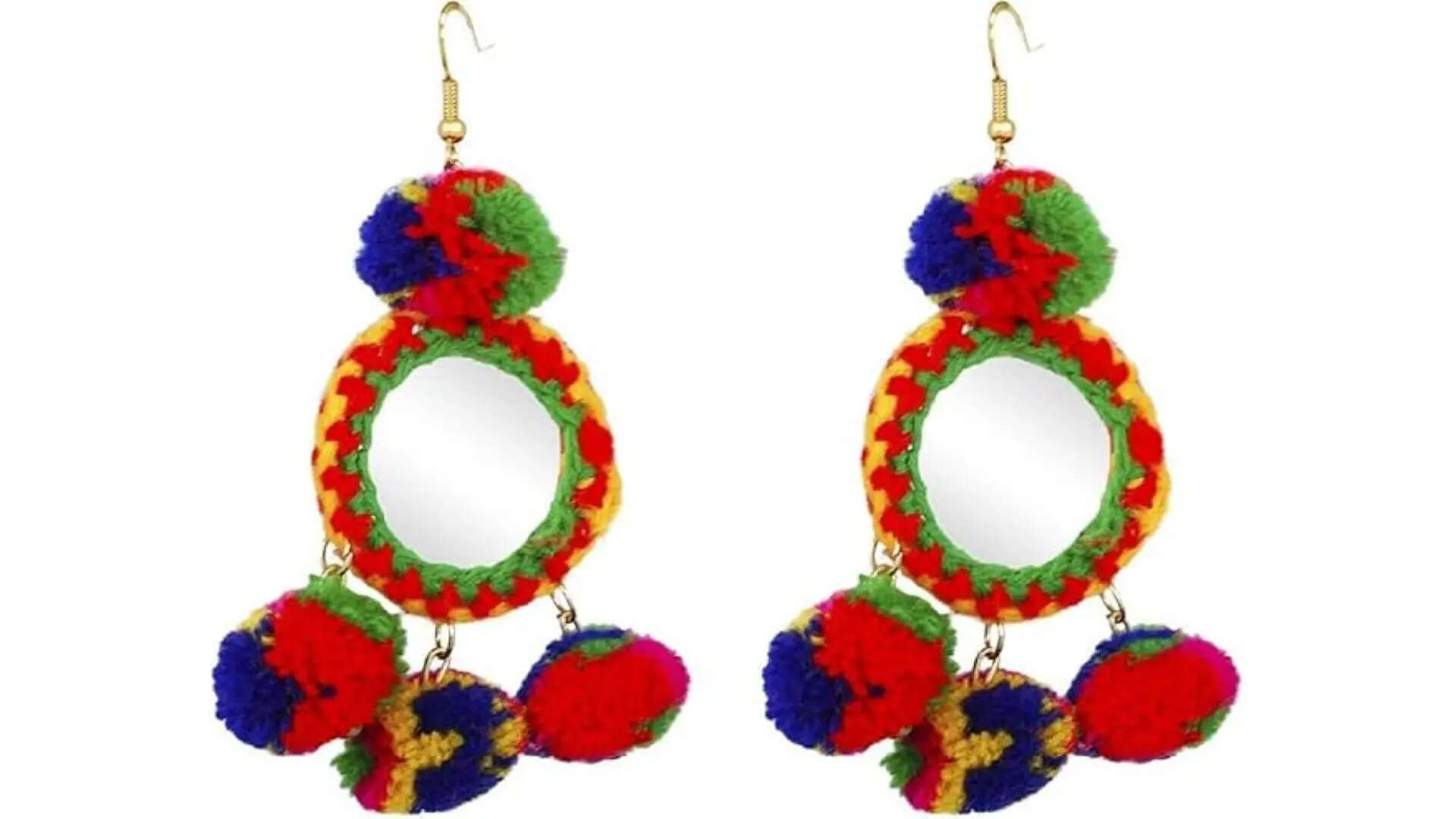 Michelangelo Non-precious Metal Dangle Pom Pom Jhumkas