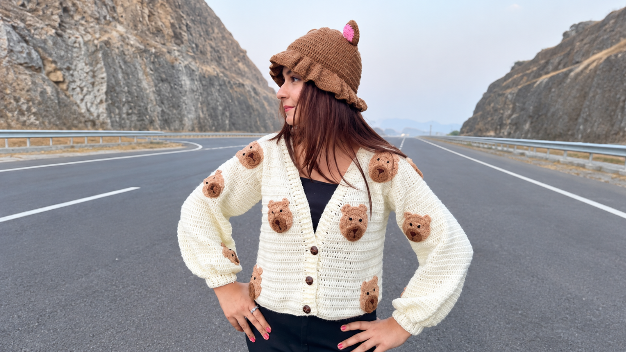 SUGERCANDY Women Crochet V-Neck Cardigan