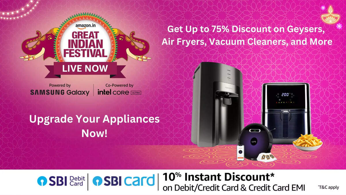 Great Indian Festival Sale on Appliances: Get Up to 75% Discount on Geysers, Air Fryers, Vacuum Cleaners, and More